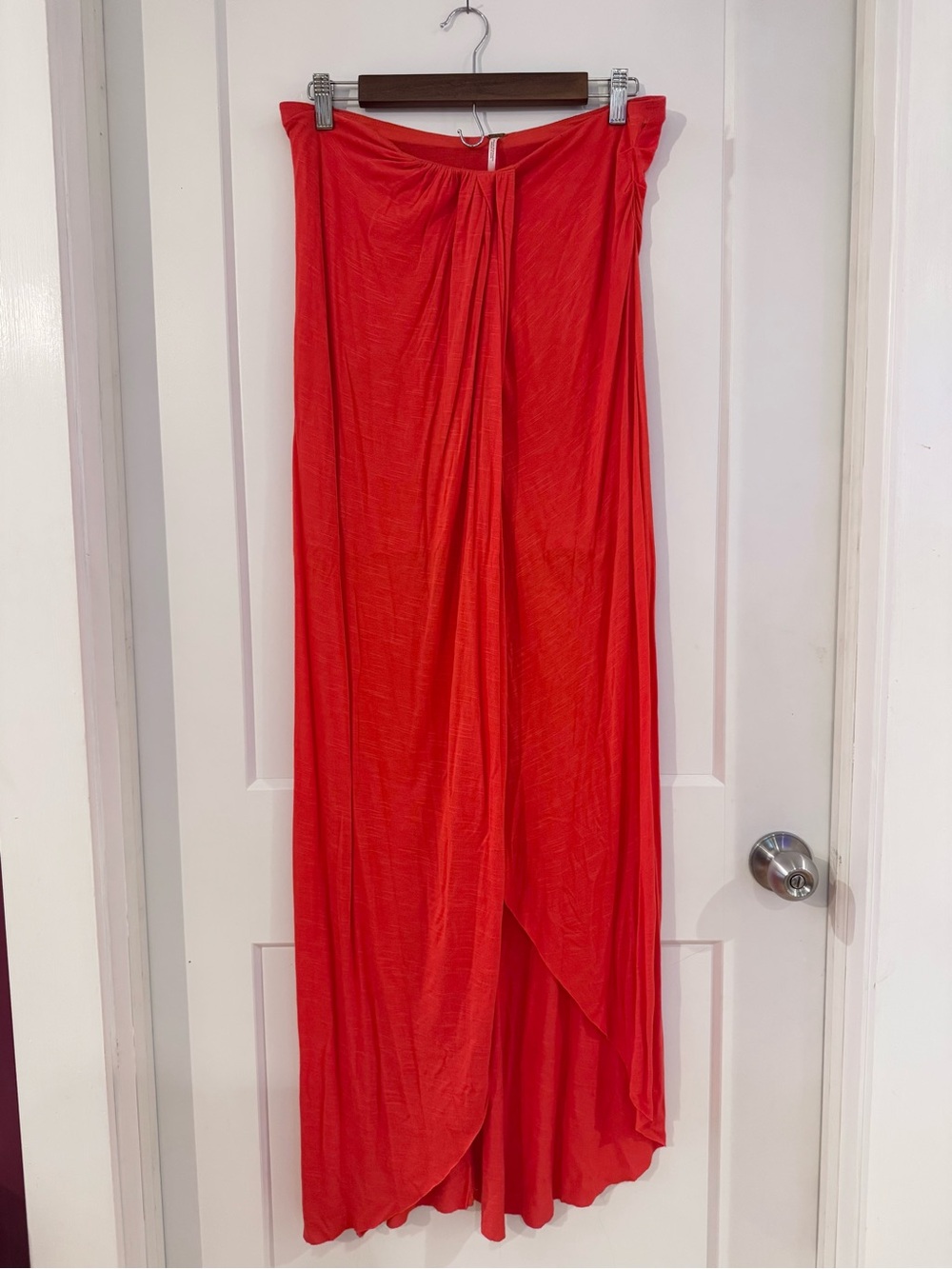 Free People Orange Draped High-Low Maxi Skirt